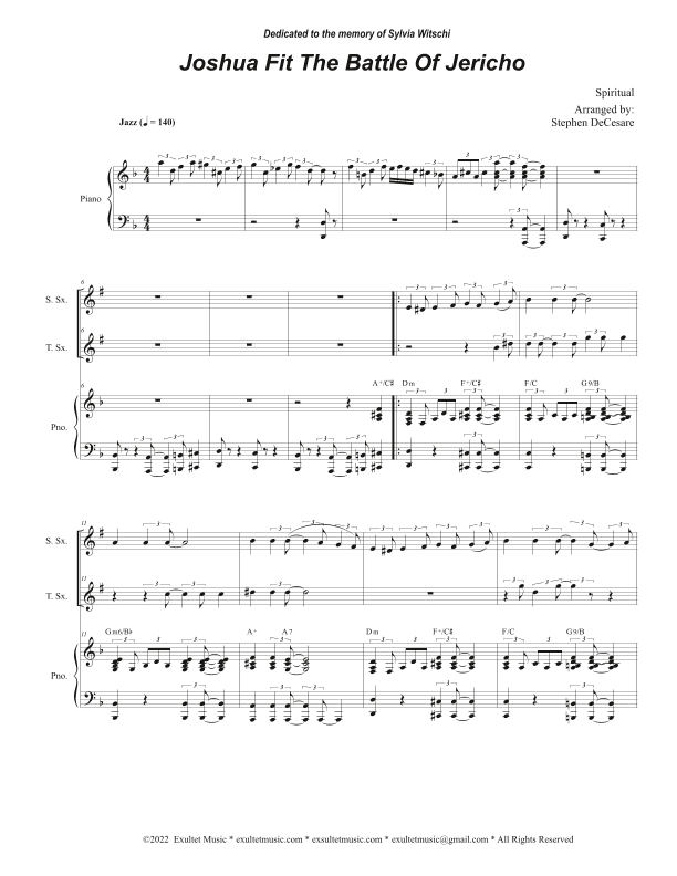 Joshua Fit The Battle of Jericho (Duet for Soprano and Tenor Saxophone) (arr. Stephen DeCesare)