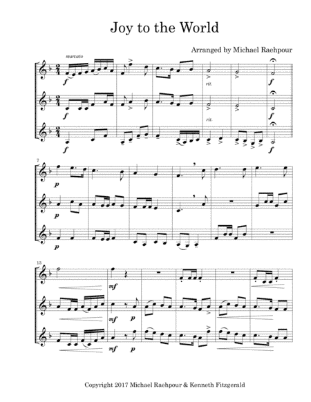 Joy to the World - Trumpet Trio (arr. Michael Raehpour)