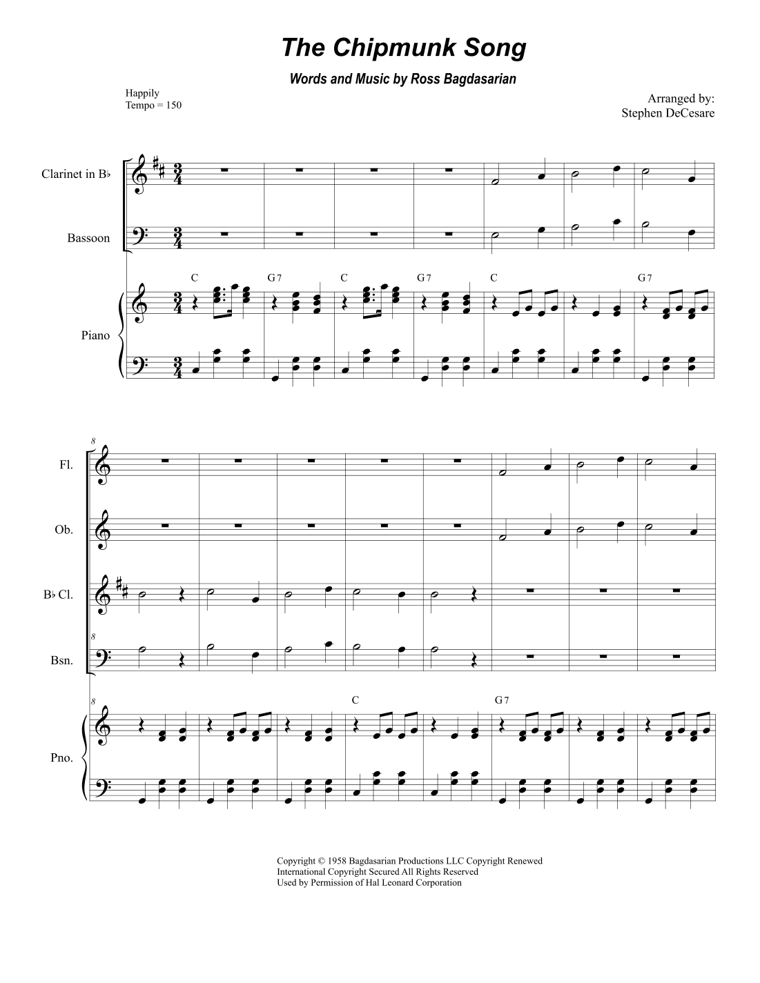 The Chipmunk Song (arr. Stephen DeCesare)