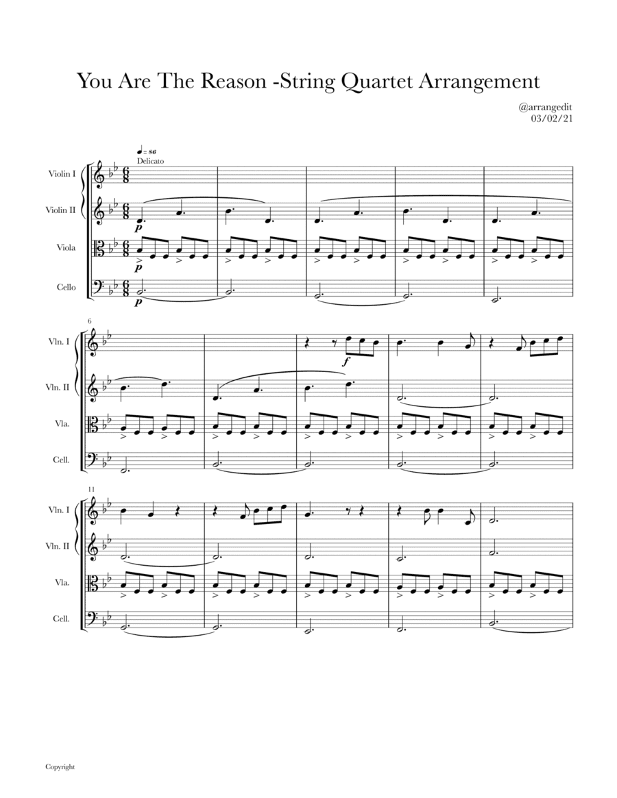 You Are The Reason (arr. @arrangedit)