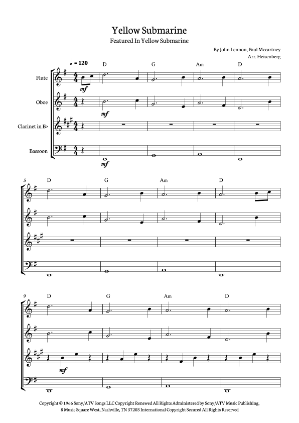 Yellow Submarine (arr. Heisenberg)