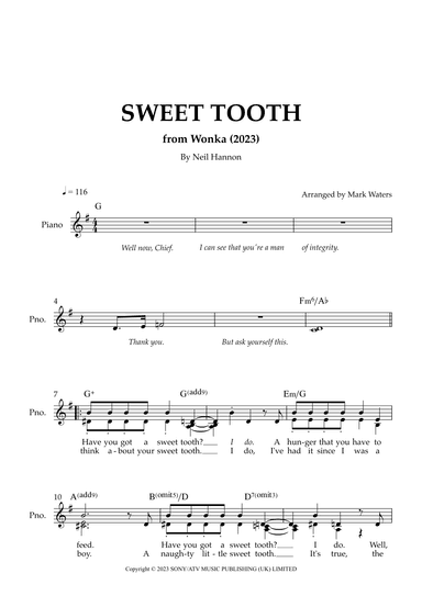 Sweet Tooth (arr. Mark Waters)