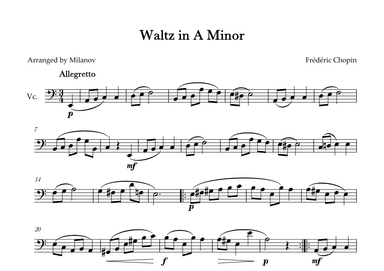 Waltz in A Minor | B. 150,  Op. Posth. | Chopin | Cello (arr. Milanov)