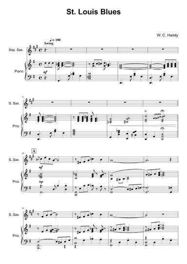 St. Louis Blues - Soprano Saxophone (arr. Kacie J. Rickells)