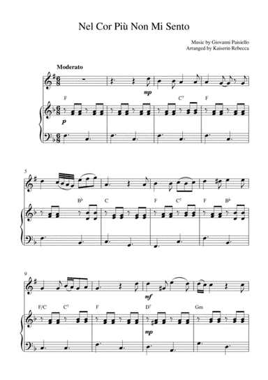 Nel Cor Più Non Mi Sento (for Bb clarinet solo and piano accompaniment) (arr. Kaiserin Rebecca)