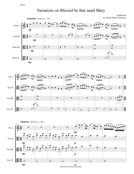 Variations on Blessed be that maid Mary for 4 violas (arr. David Warin Solomons)