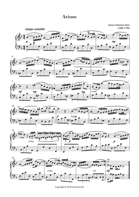 Bach, J.S. - Arioso (Easy piano arrangement) (arr. MPS)