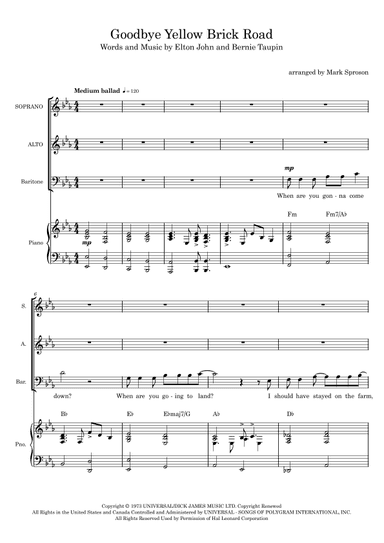 Goodbye Yellow Brick Road (arr. Mark Sproson)