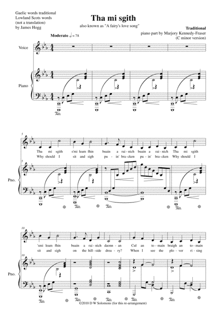 Hebridean fairy's love song (Tha Mi sgith) arranged for voice and piano in C Minor (arr. Marjory Kennedy-Fraser, David Warin Solomons)