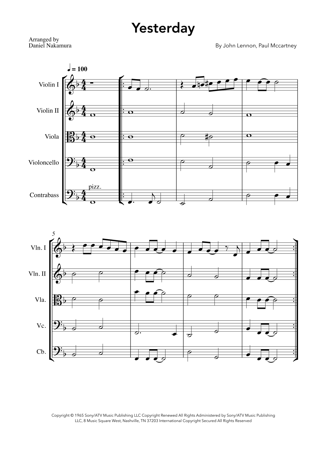 Yesterday (arr. Daniel Nakamura)