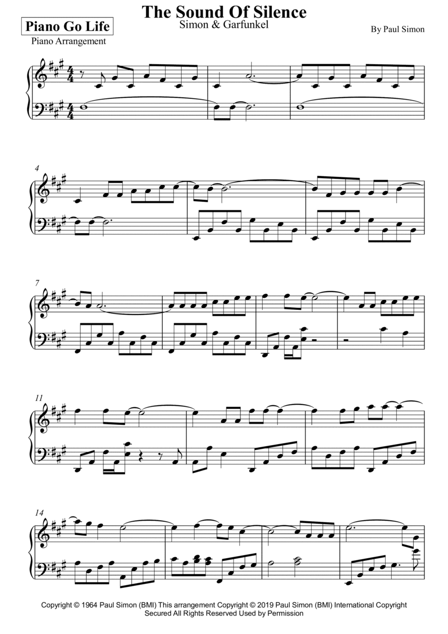 The Sound Of Silence (arr. Piano Go Life)