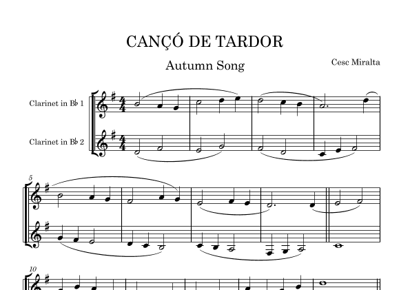 CANC¸O´ DE TARDOR Cl Duet