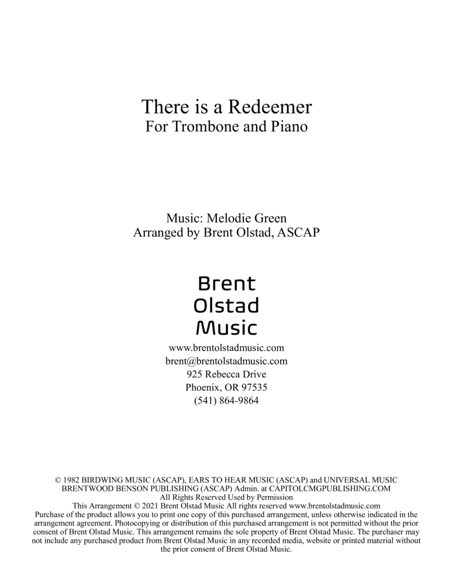 There Is A Redeemer (arr. Brent Olstad, ASCAP)