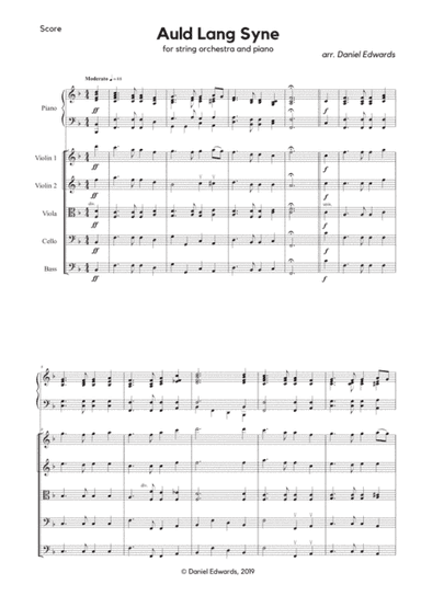 Auld Lang Syne arranged for string orchestra and piano (arr. Daniel Edwards)