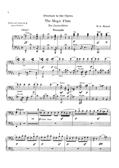 Mozart The Magic Flute                   Overture, for piano duet(1 piano, 4 hands), PM802 (arr. L. Oesterle)