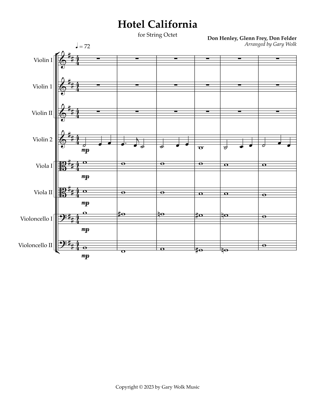 Hotel California (arr. Gary Wolk)