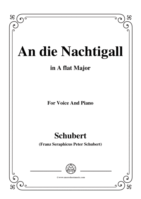 Schubert-An die Nachtigall,in A flat Major,Op.98 No.1,for Voice and Piano (arr. MSM)