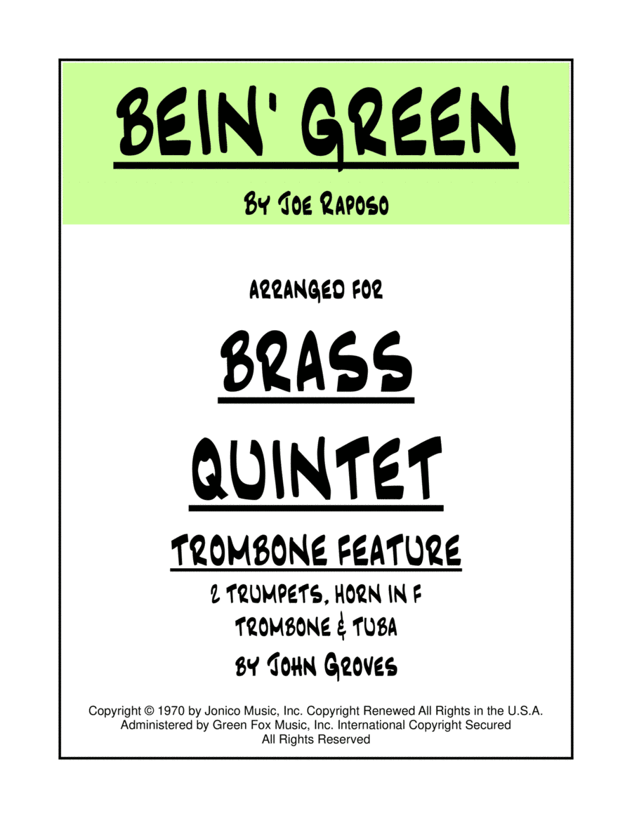 Bein' Green (arr. John Groves)