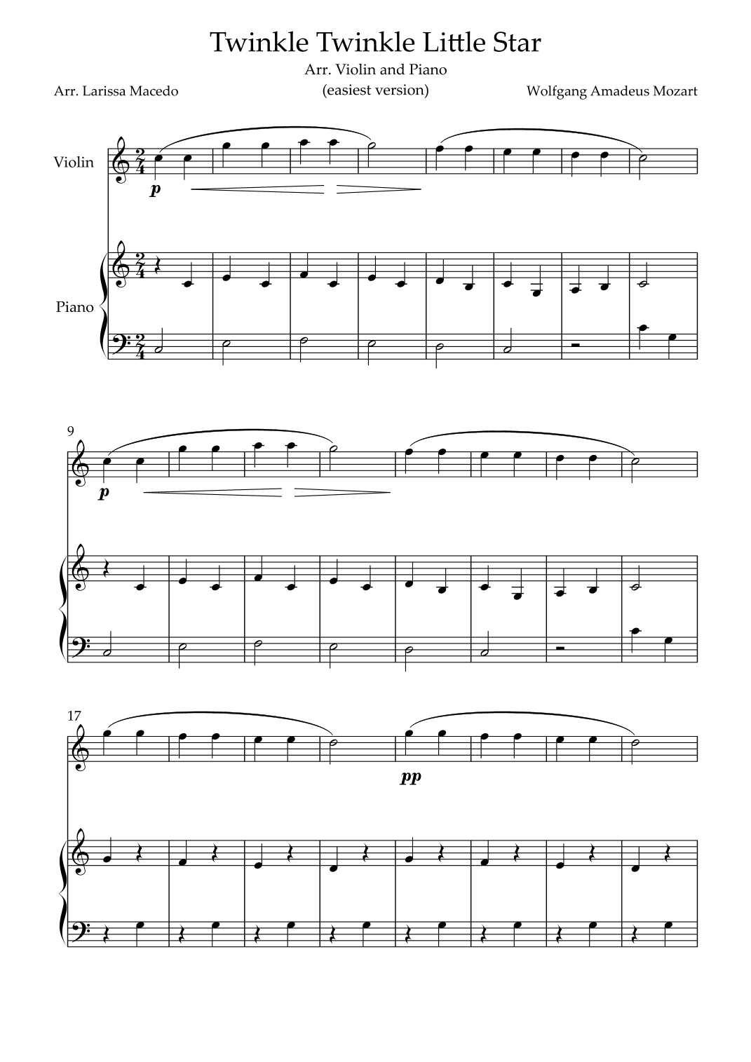 Twinkle Twinkle Little Star (arr. Larissa Macedo)