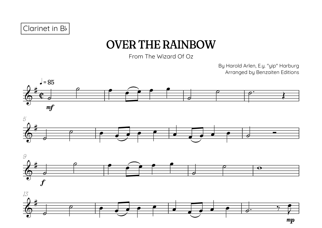 Over The Rainbow (arr. Benzaiten Editions)