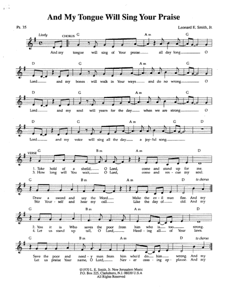 And My Tongue Will Sing Your Praise