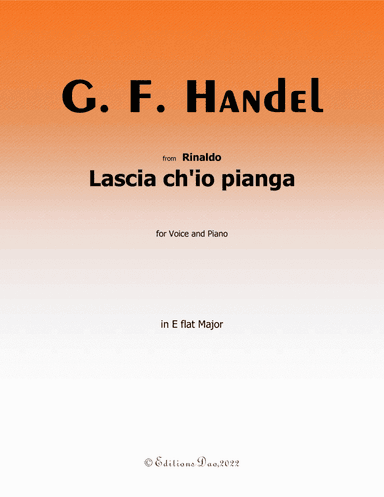 Lascia ch'io pianga, by Handel, in E flat Major (arr. Editions Dao)