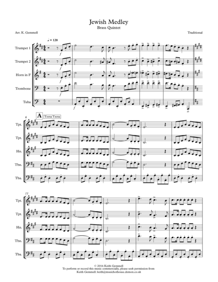 Jewish Medley: Brass Quintet (arr. Keith Gemmell)