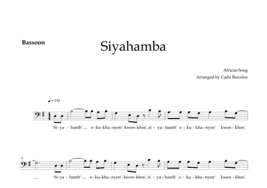 Siyahamba - Bassoon (African Song) (arr. Cadu Barcelos)