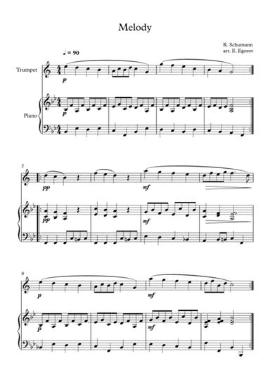 Melody, Robert Schumann, For Trumpet & Piano (arr. Eugene Egorov)
