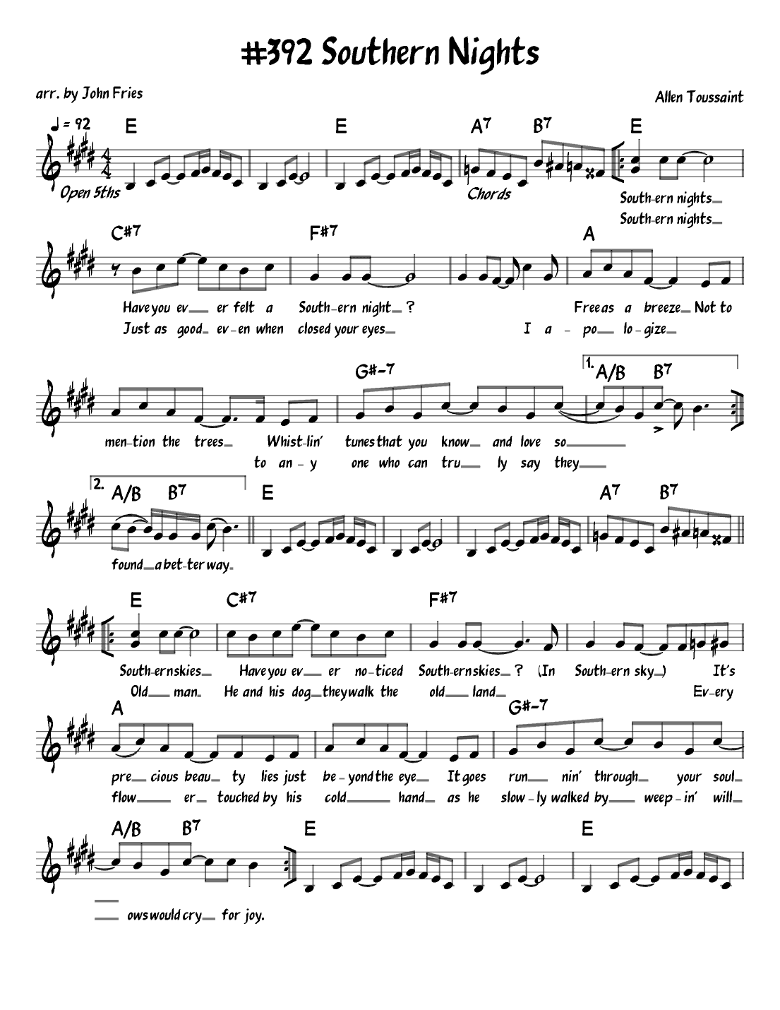 Southern Nights (arr. John Fries)