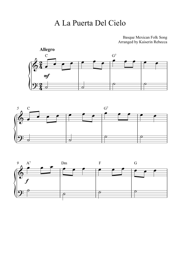 A La Puerta Del Cielo (arr. Kaiserin Rebecca)
