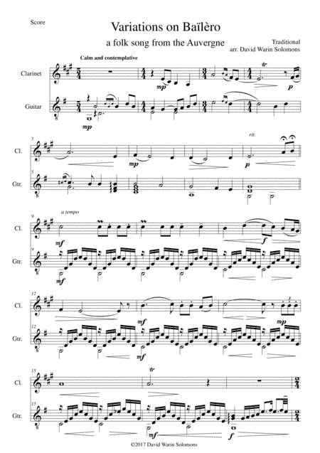 Variations on Bailero for clarinet and guitar (arr. David Warin Solomons)