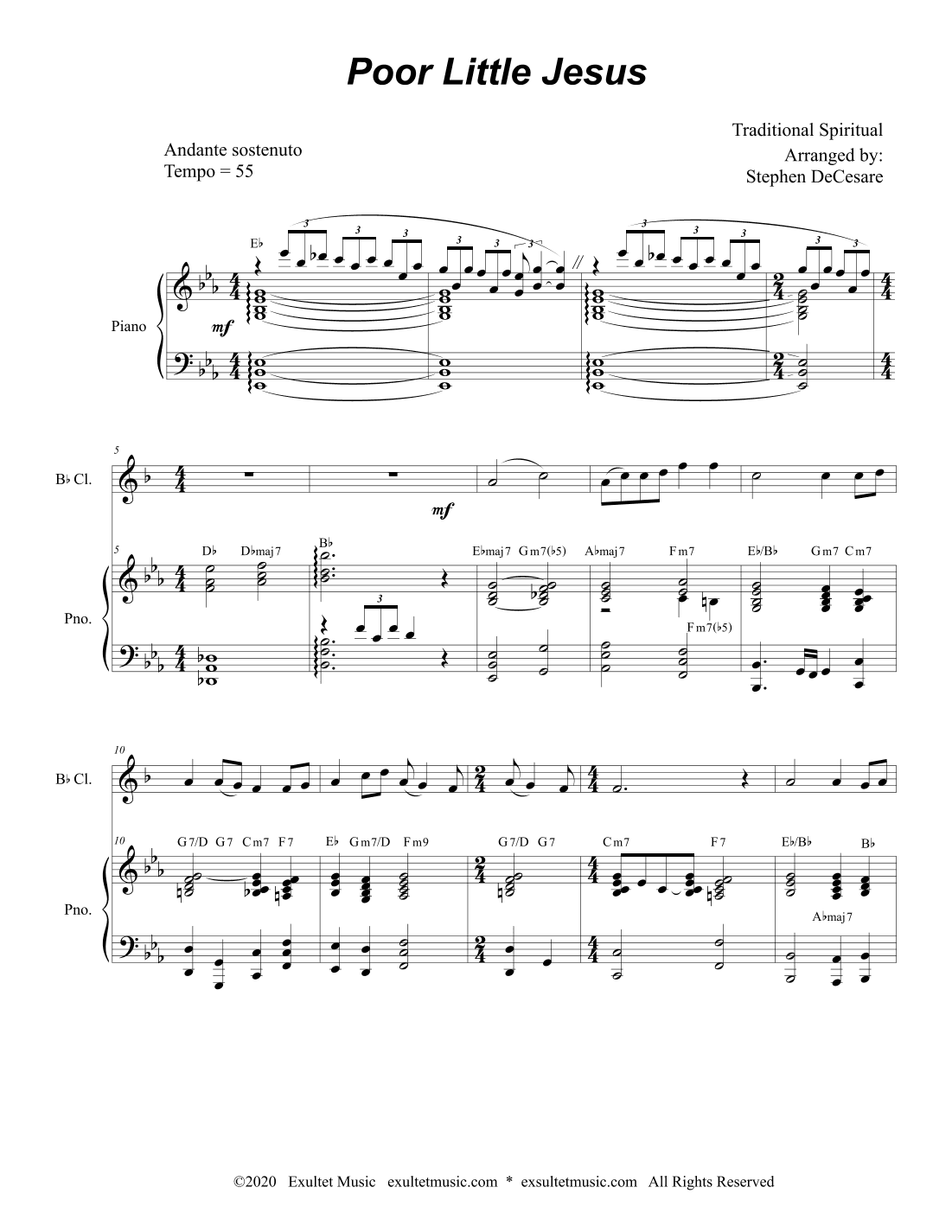 Poor Little Jesus (Bb-Clarinet solo and Piano) (arr. Stephen DeCesare)
