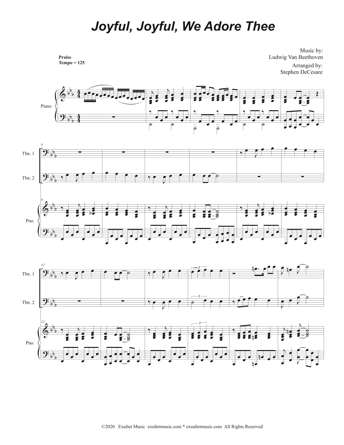 Joyful, Joyful, We Adore Thee (Trombone Duet) (arr. Stephen DeCesare)