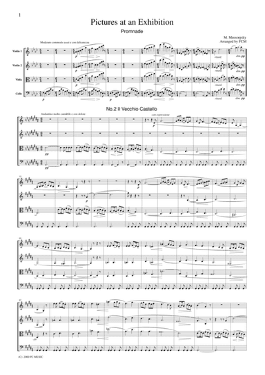 Mussorgsky  Promenade and The Old Castle from Pictures at an Exhibition, for string quartet, CM103 (arr. FCMUSIC)