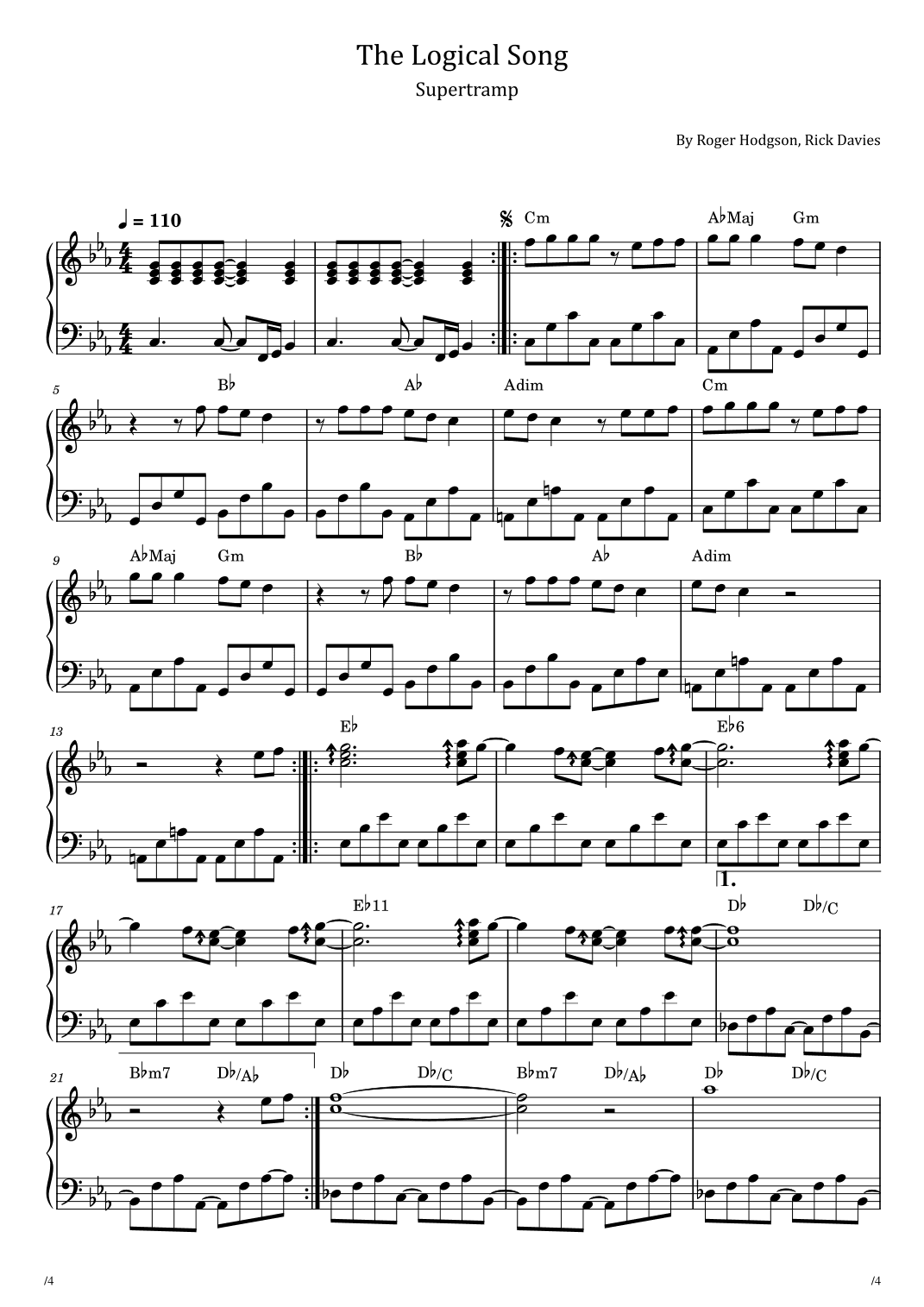 The Logical Song (arr. poon)