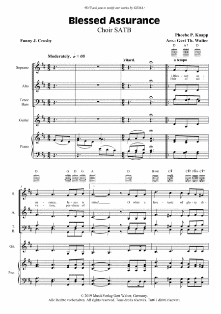 Blessed Assurance (arr. Gert Th. Walter)