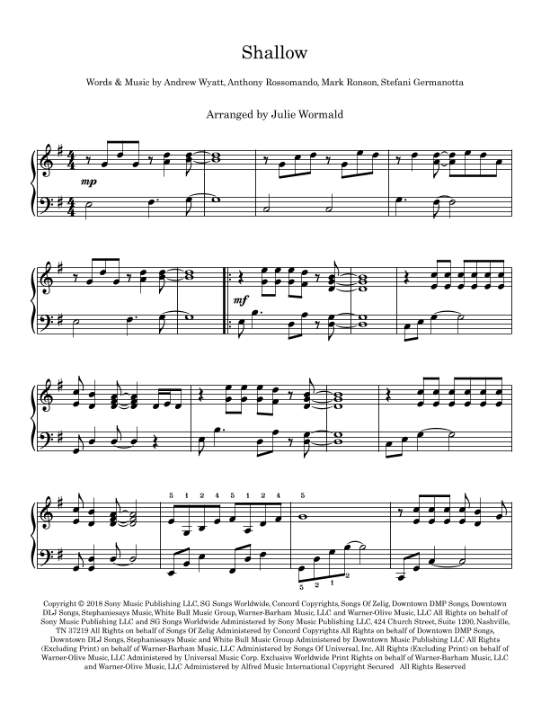 Shallow (arr. Julie Wormald)