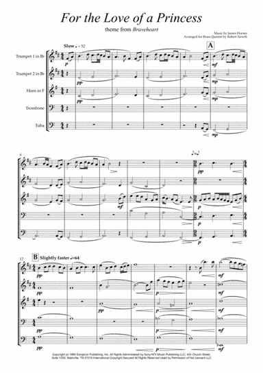 For The Love Of A Princess  from the Twentieth Century Fox Motion Picture BRAVEHEART (arr. Robert Newth)