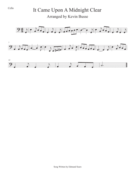 It Came Upon A Midnight Clear (Easy key of C) Cello (arr. Kevin Busse)