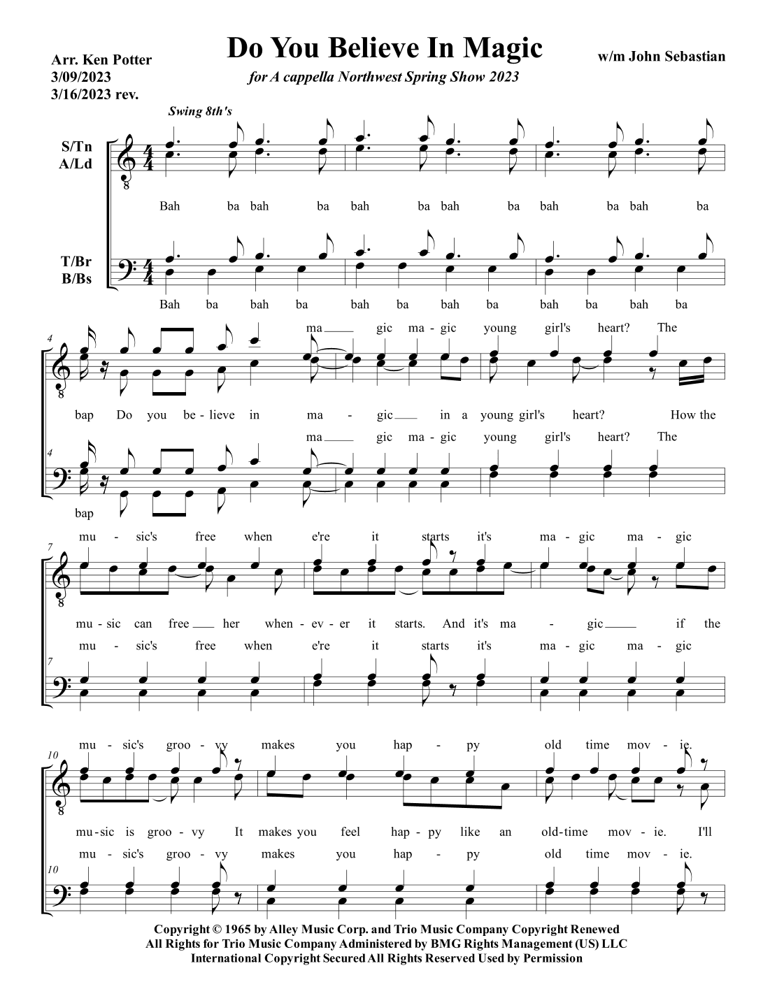 Do You Believe In Magic (arr. Ken Potter)