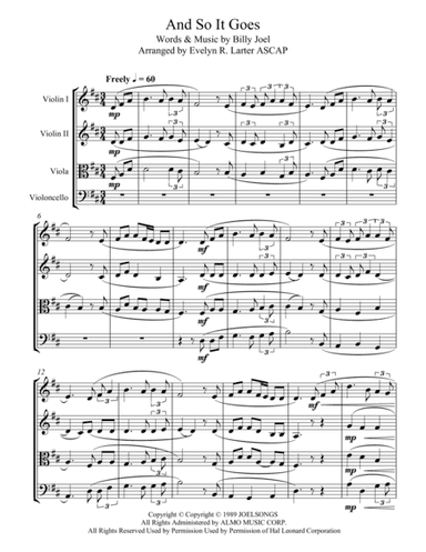 And So It Goes (arr. Evelyn R. Larter, ASCAP)