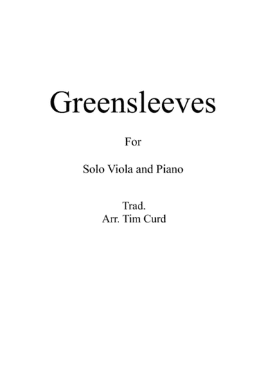 Greensleeves for Viola and Piano. (arr. Tim Curd)