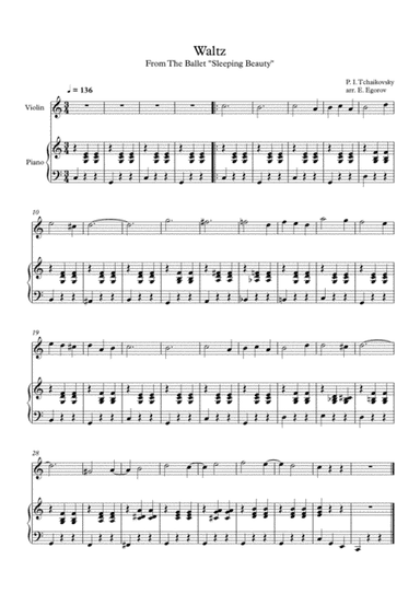 Waltz (Sleeping Beauty), Peter Ilyich Tchaikovsky, For Violin & Piano (arr. Eugene Egorov)