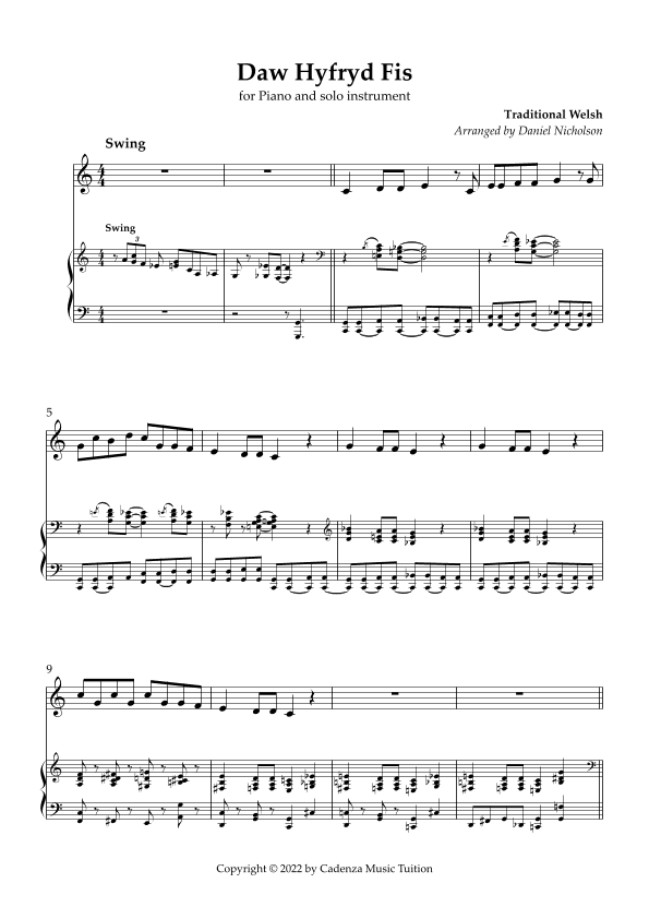 Daw Hyfryd Fis (arr. Daniel Nicholson)