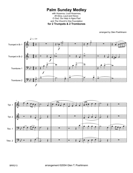 PALM SUNDAY MEDLEY - 2 TRUMPETS & 2 TROMBONES (unaccompanied) (arr. Glen Poehlmann)