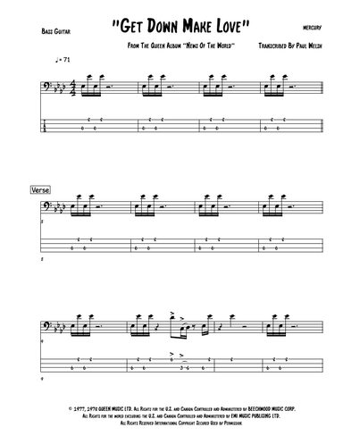 Get Down, Make Love (arr. P Welsh)