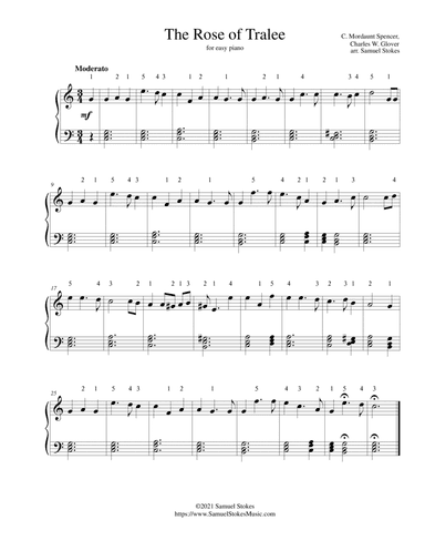 The Rose of Tralee - for easy piano (arr. Samuel Stokes)