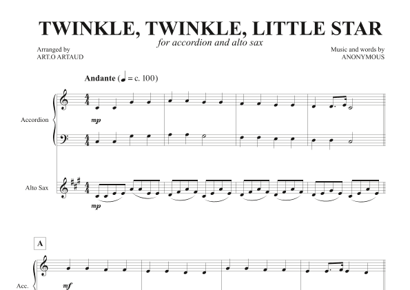 Twinkle Twinkle Little Star (arr. Art.o Artaud)
