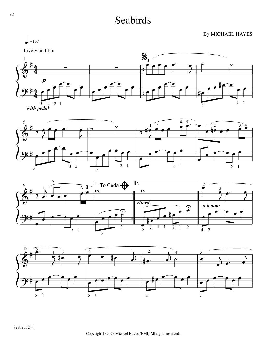 Seabirds - From 24 Short Piano Pieces in All Keys